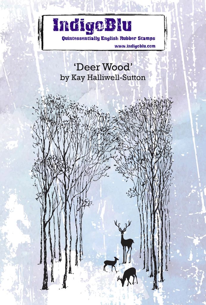 Deer Wood A6 Red Rubber Stamp by Kay Halliwell-Sutton